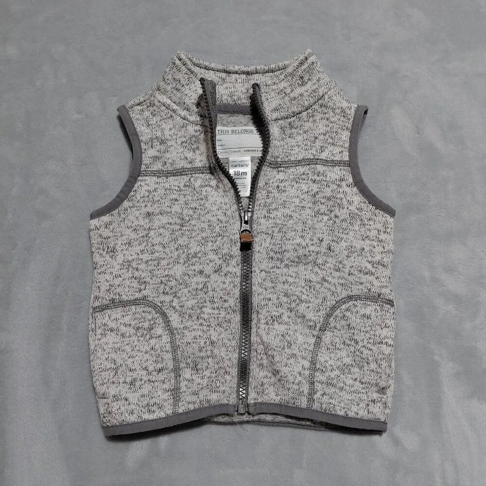 Carter's Toddler Boys 18M Zip-Up Faux-Sherpa Vest EUC